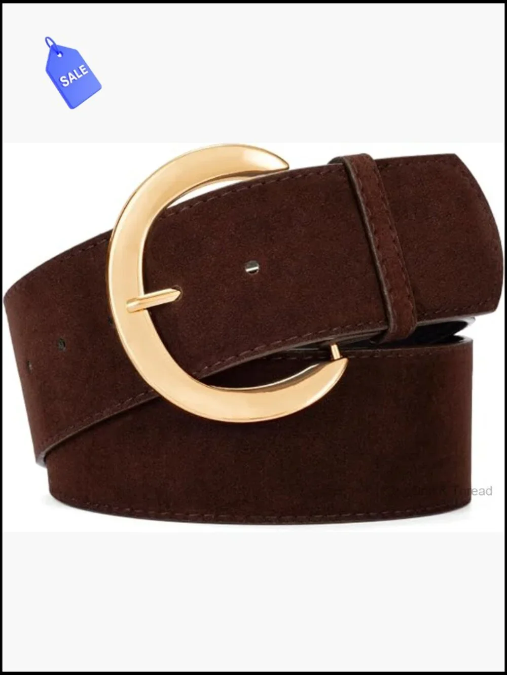 Wide Suede Belt with Chunky Gold Buckle, 2.1